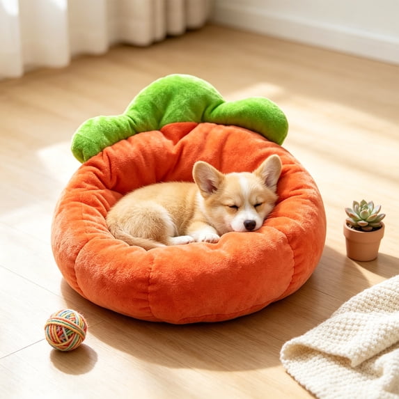 PONPRNGY Warm Small Sleeping Carrot Shaped Beds, Thick Soft Mat, Machine Washable Pet Cushion, 11" x 17"