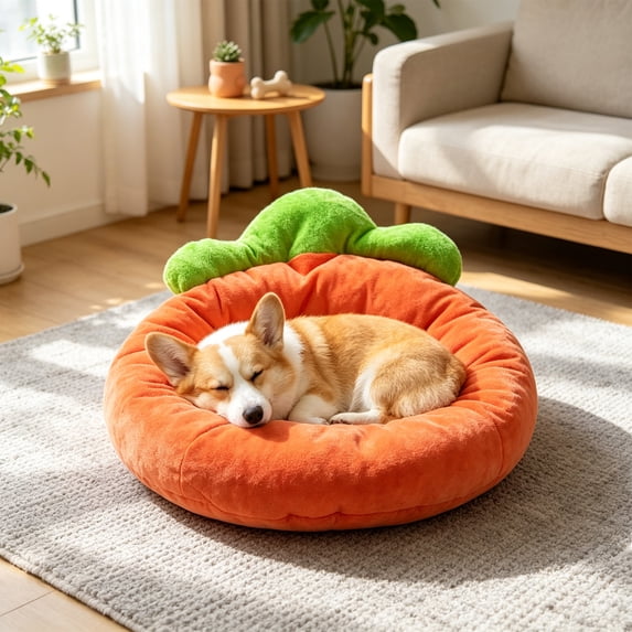 PONPRNGY Warm Small Sleeping Carrot Shaped Beds, Thick Soft Mat, Machine Washable Pet Cushion, 16" x 21"