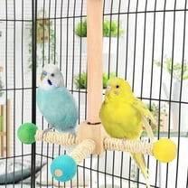 PONPRNGY Wooden Parrots Rest Hanging Birds Cage Gym 360 Degree Rotating Wooden Stand with Sisal Rope Suitable for Small Parrots Lovebirds