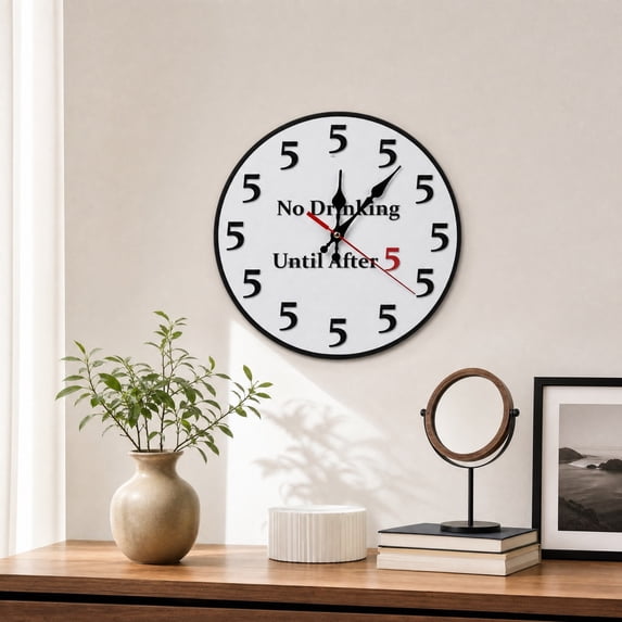 PONPRNGY Wooden Round Wall Clock Silent 7.8" Rustic Battery Operated Clock Home Decor for Living Room, Kitchen, Bedroom, and office