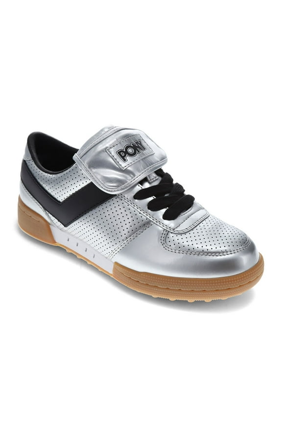 PONY Mens Linebacker Metallic Genuine Leather Premium Lace Up Athletic Sneaker Shoe