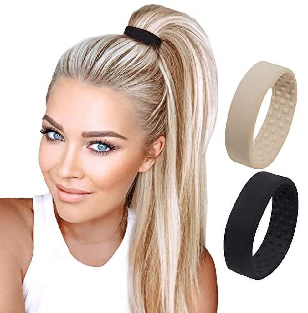 PONYO 2 Pack Black .. and Dark Blonde Original .. Patented Hair Accessory, Ponytail .. Holder