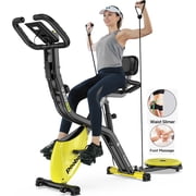 POOBOO 4-in1 Magnetic Indoor Cycling Bike Stationary Ajustable Exercise Bike with Twister Board Home Cardio Workout 320 Lbs