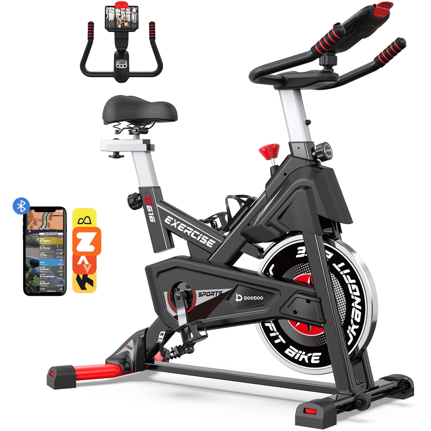 Cycool Exercise Bike Bluetooth Stationary Cycling Bike Bicycle Magnetic Resistance Fitness Cycle Cardio Sport Upright Cycling Quiet Workout 40 Lbs Flywheel 350 Lbs