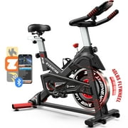 POOBOO Silent Magnetic Resistance Indoor Cycling Bike Exercise Bike Build-in Bluetooth Stationary Bike Heavy-duty Flywheel for Home Gym Exercise
