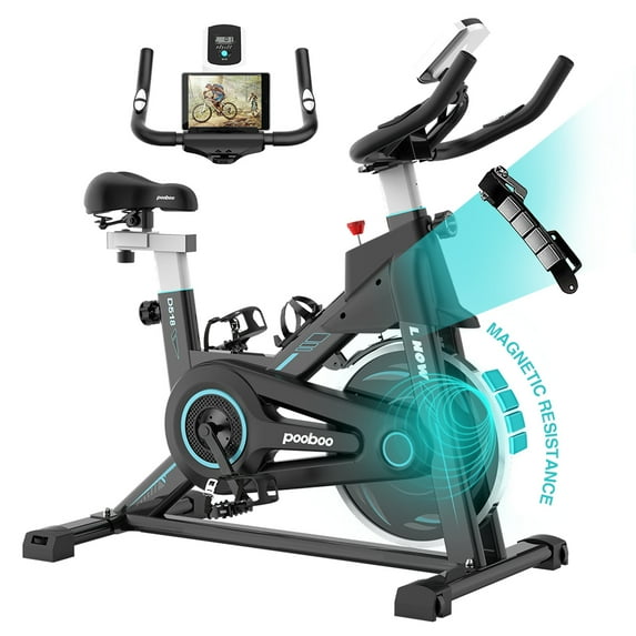 POOBOO Indoor Stationary Magnetic Cycling Exercise Bike Machine for Home Cardio and Workout 350 Lbs.