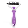thumbnail image 1 of POODLIE Pet Grooming Dematter and Shedding Comb Tool, Twin-Blade Undercoat Rake for Cats and Dogs with Medium and Long Hair, Gentle on Pets with Sensitive Skin, Comfortable to Use Ergonomic Handles, 1 of 5