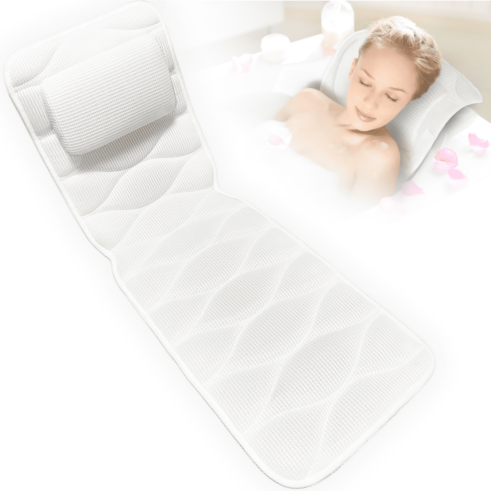 POOIKTFY Full Body Bath Pillow(50.79 x 15.75”x 0.9”),5D Air Mesh