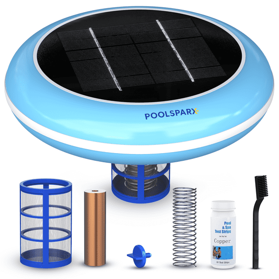 Solar Pool Ionizer – Copper Pool Ionizer for Above Ground & Inground Pools up to 45,000 Gallons – Solar Powered Pool Ionizer System