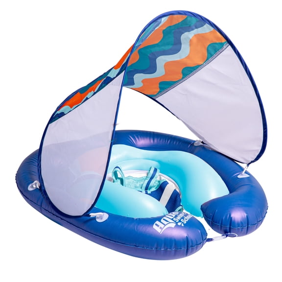 Aqua SwimSchool 2-in-1 Pool Cruiser Baby Float for Infants, 3-18 Months, 12-24 lbs, Blue