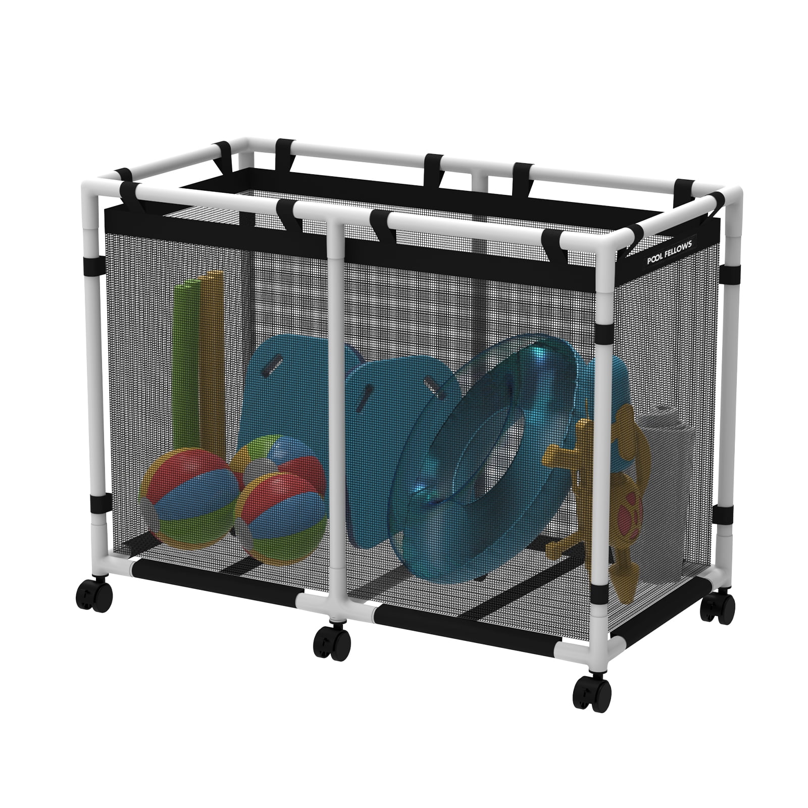 POOL FELLOWS Pool Storage Organizer Bin, Mesh Basket Organizer for