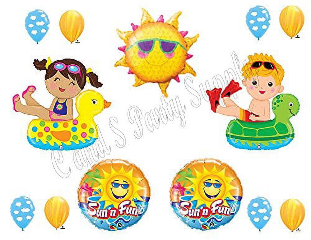 CL cooper life Pool Party Decoration Summer Beach Pool Party Backdrop and  Tablecloth Swimming Pool Party Supplies for Kids Hawaiian Pool Beach