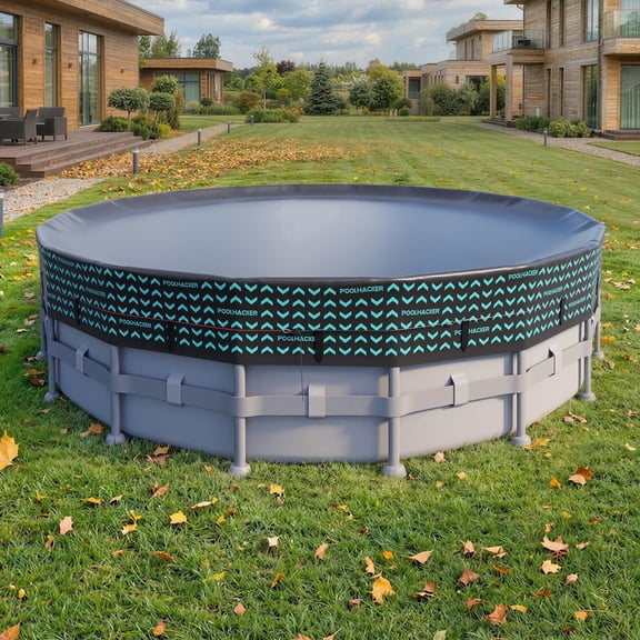 POOLHACKER 15 ft Round Pool Cover for Above Ground Pools, Windproof with Steel Cable and Pulley Tightening System, UV Resistant, Secure Fit for Metal Frame