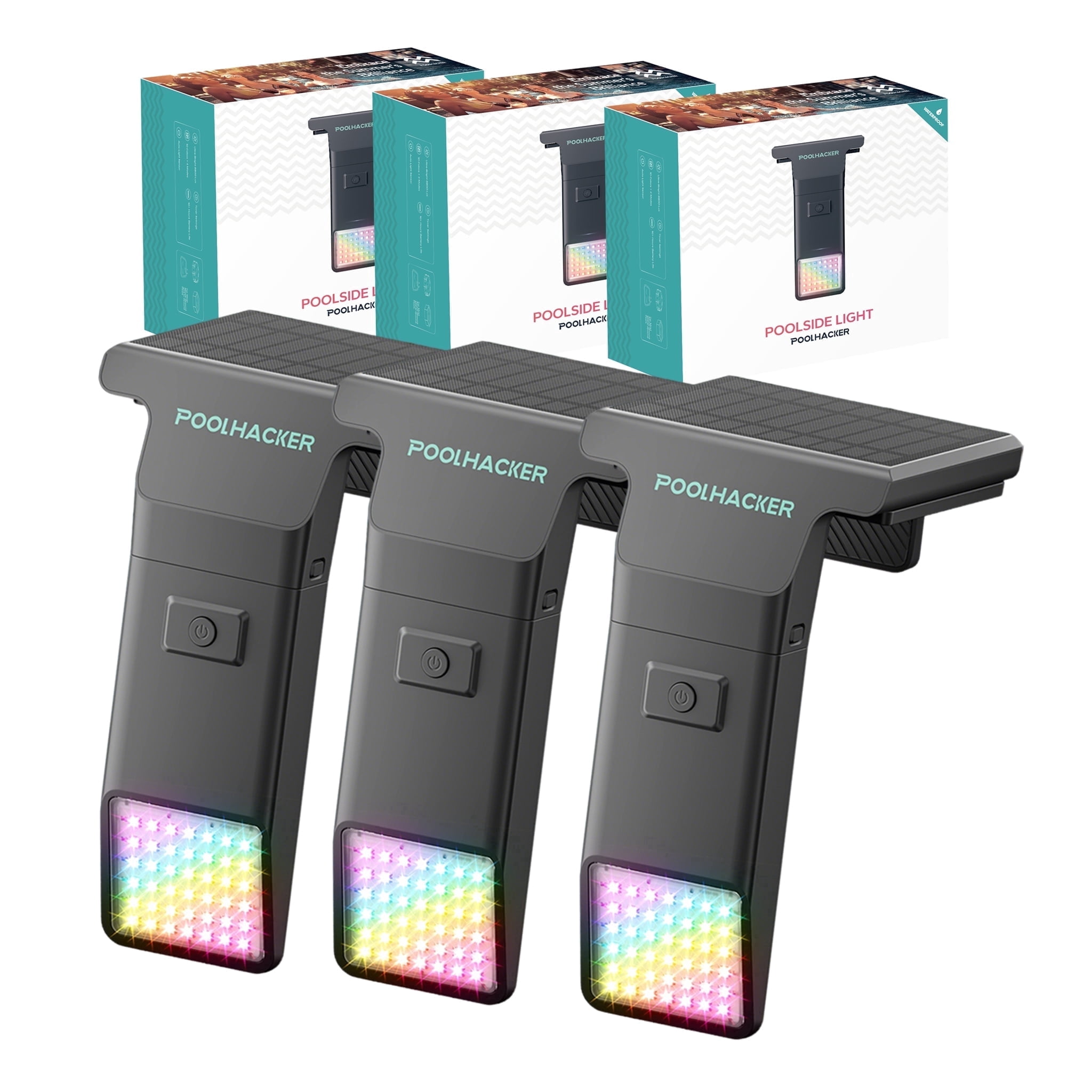 Poolhacker Solar POOLHACKER 3 Pack Color Changing Pool Lights, Submersible Solar LED ...