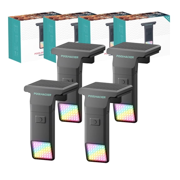 POOLHACKER 4 Pack Submersible LED Pool Lights, Color Changing Solar Lighting with Remote Timer for Medium to Large Inground or Above Ground Pools