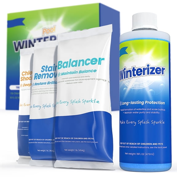 POOLHACKER 4-in-1 Pool Closing Kit for Above Ground & Inground Pools, Winterizing Treatment for Up to 15,000 Gallons, Easy Pool Shutdown