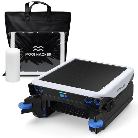 POOLHACKER Solar Pool Skimmer Robot with 5.4L Basket, 150μm Fine Filter ...
