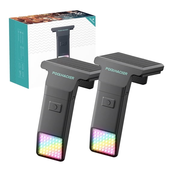 POOLHACKER Submersible LED Pool Lights 2 Pack, Underwater Solar Lighting with 10-Color 4-Mode and Remote Timer for Inground or Above Ground Pools