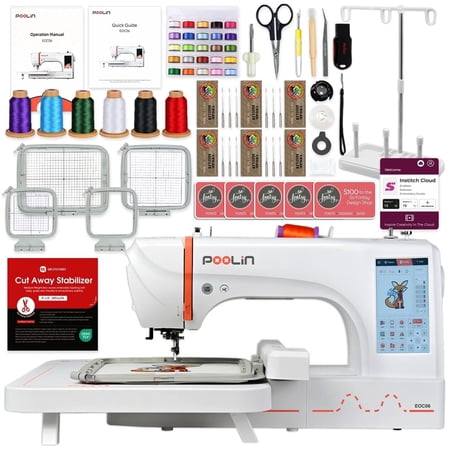 POOLIN EOC06 7.9in x 11in Computerized Embroidery Machine For Home Business