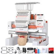 Poolin EOV-RE 15-Needle Embroidery Machine High-Speed , Compact Multi-Needle for Built for Growing Business & Bulk Orders, Cap & Flat Embroidery