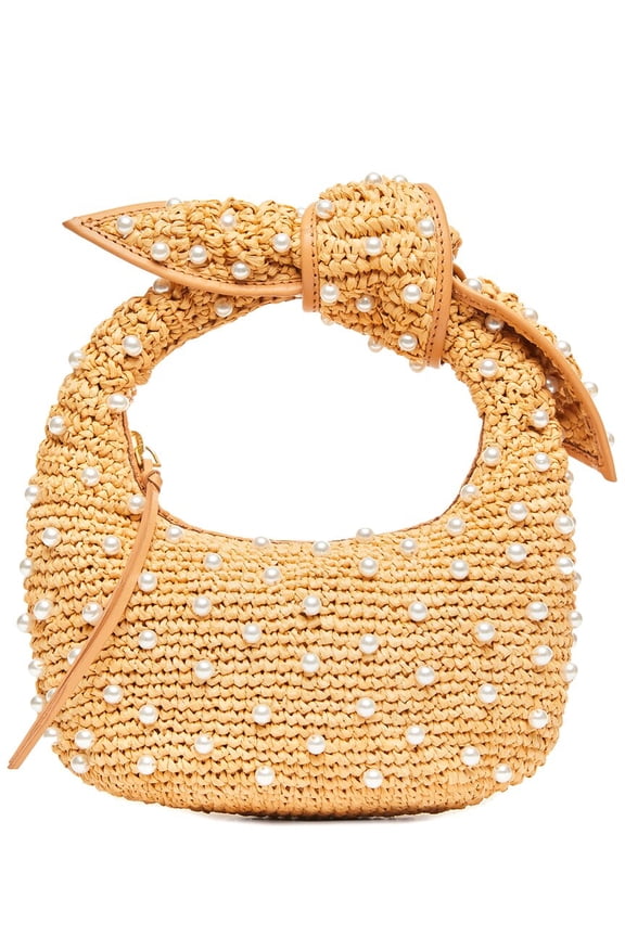 The Josie Knot Bag Pearl Raffia Hobo Bag, White