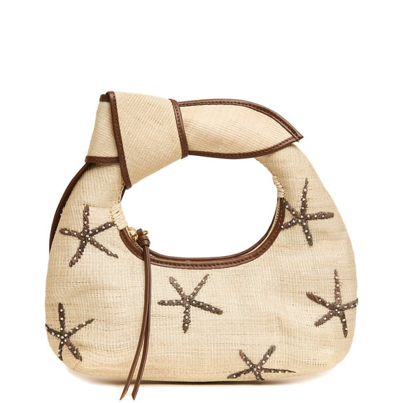 POOLSIDE The Josie Starfish Straw Hobo Bag, Brown