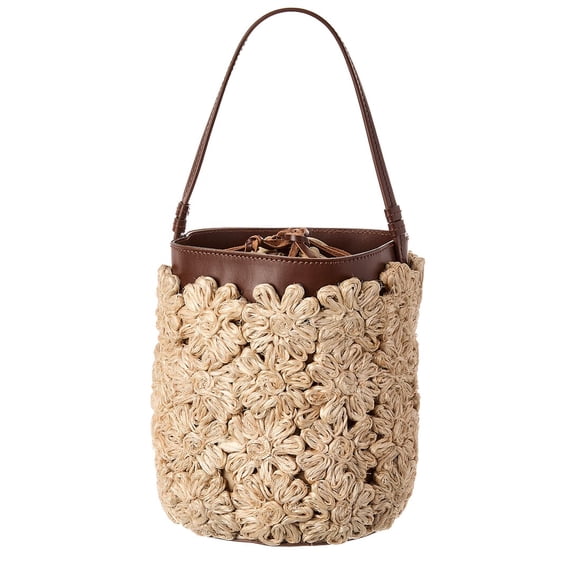 POOLSIDE The Ravello Floral Straw Bucket Bag
