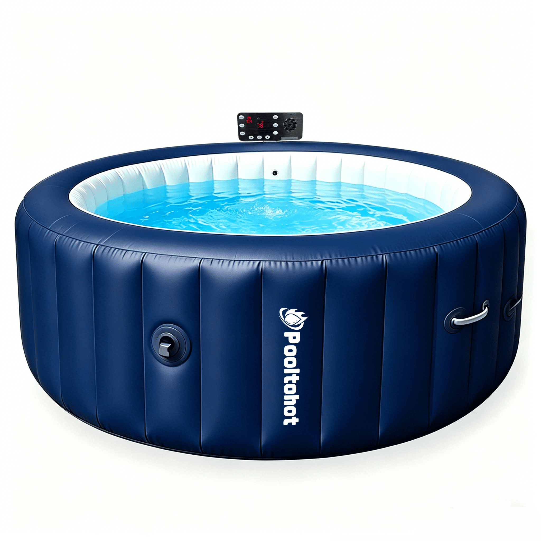 POOLTOHOT Inflatable Hot Tub 71" x 28", Portable Hot Tubs Built-in Heat Pump and 6-Color Lights for 2-4 Person, Blow Up Outdoor Hot Tubs with 143 Soothing Air Jets and Filter System for SPA