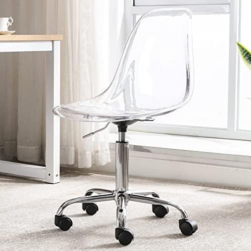 POOMBIUBIU Acrylic Clear Desk Chair Modern Small Cute Armless Vanity