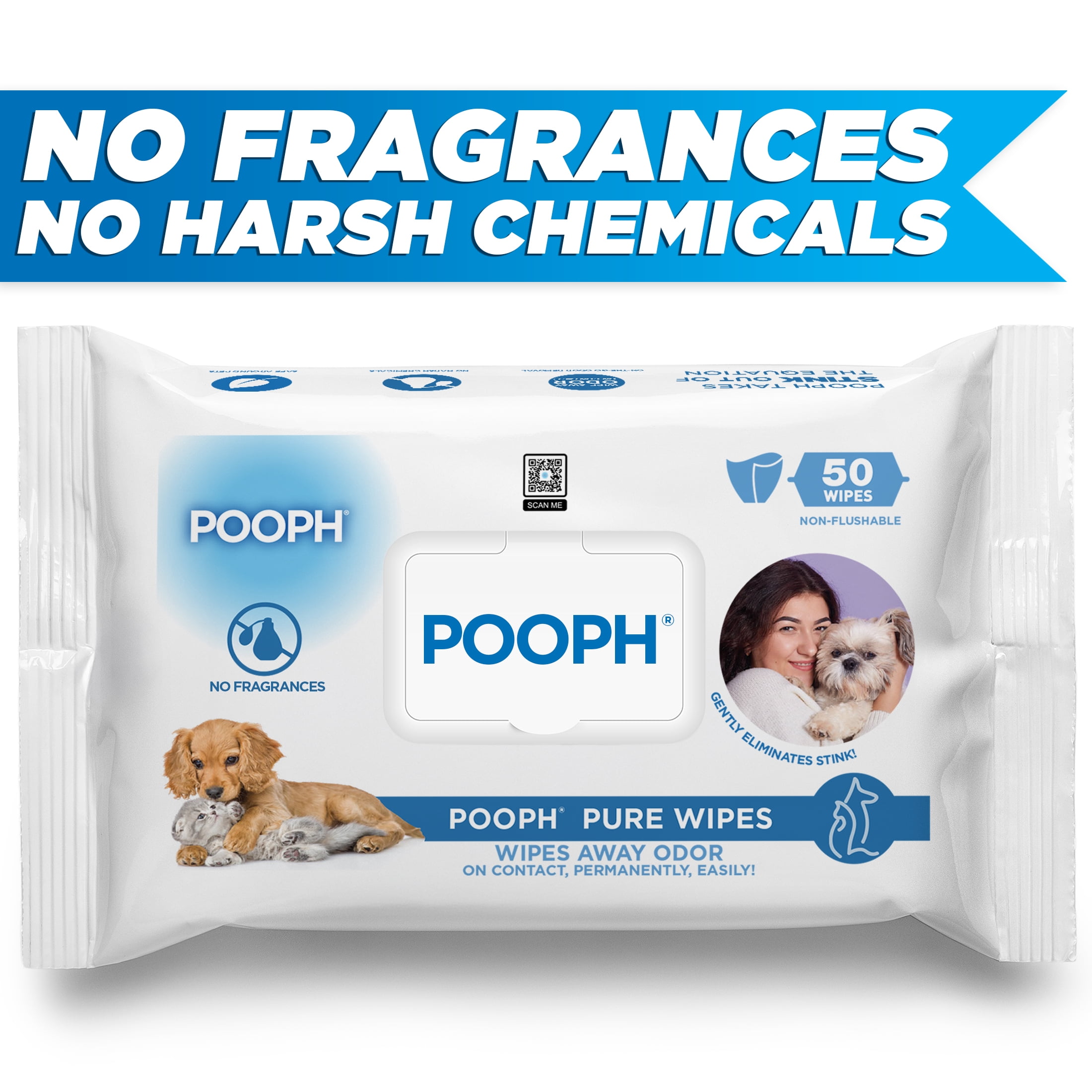 Pooph Pure Wipes, 50 Count
