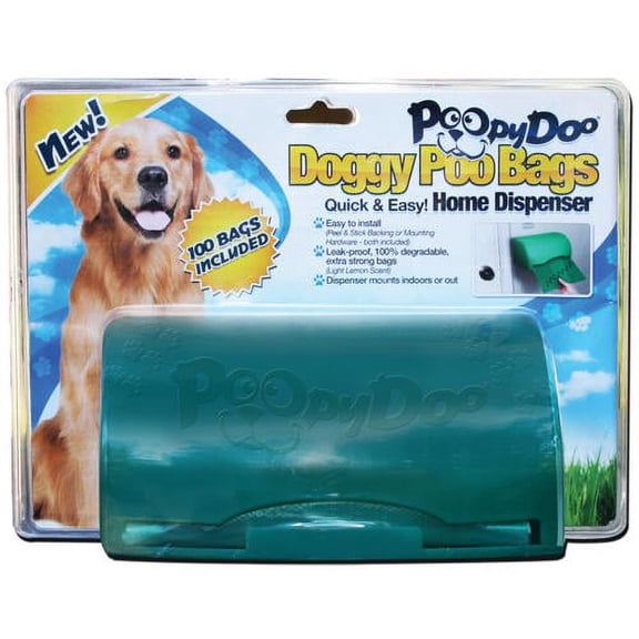 Poopy Doo Dog Waste Bag Dispenser with 100 Biodegradable Leak Proof Bags Home Use
