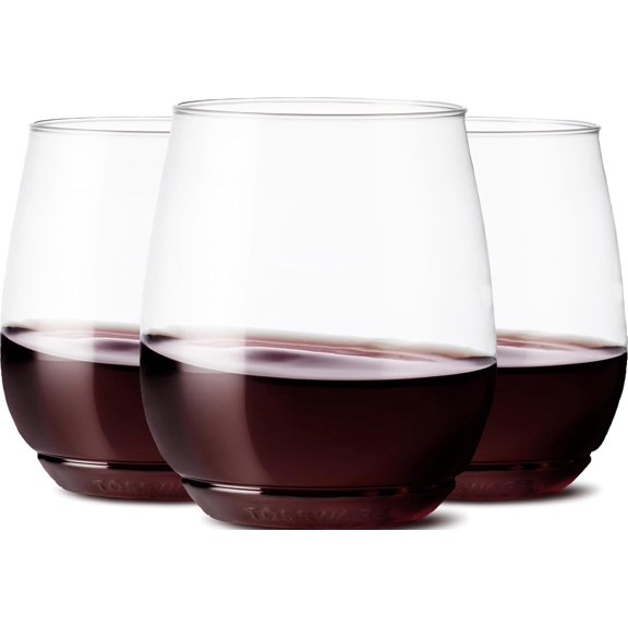 POP 14oz Vino SET OF 12, Recyclable, Unbreakable & Crystal Clear Plastic Wine Glasses, 12 Count (Pack of 1)