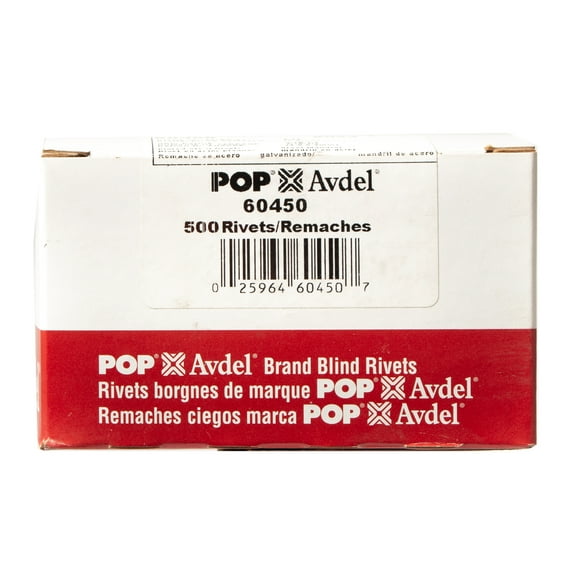 POP Avdel 500 pcs Plated Steel Blind Rivets 5/32" Diameter 3/16"-1/4" Grip 60450