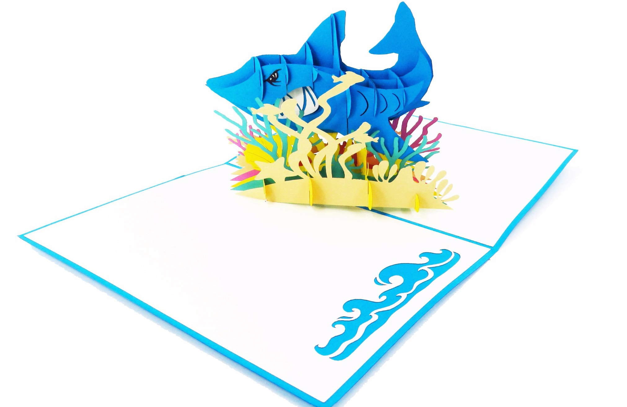 POP CARD EXPRESS White Shark Pop Up Card, 3D Popup Greeting Card - Ocean Birthday Pop Up Card ...