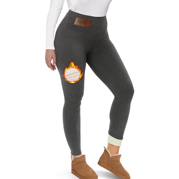 POP CLOSETS Fleece Lined Leggings for Women Thick Winter Warm Thermal Pants High Waisted Tummy Control Trousers