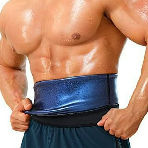 POP CLOSETS Men Sweat Waist Trainer Body Shaper Sauna Belt Slimming Workout Girdle Shapewear Tummy Control Sport Gym Band