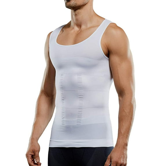 POP CLOSETS Men's Compression Tank Top Seamless Body Shaper Vest Shirt Shapewear Abs Abdomen Slimming Gymwear Undershirts