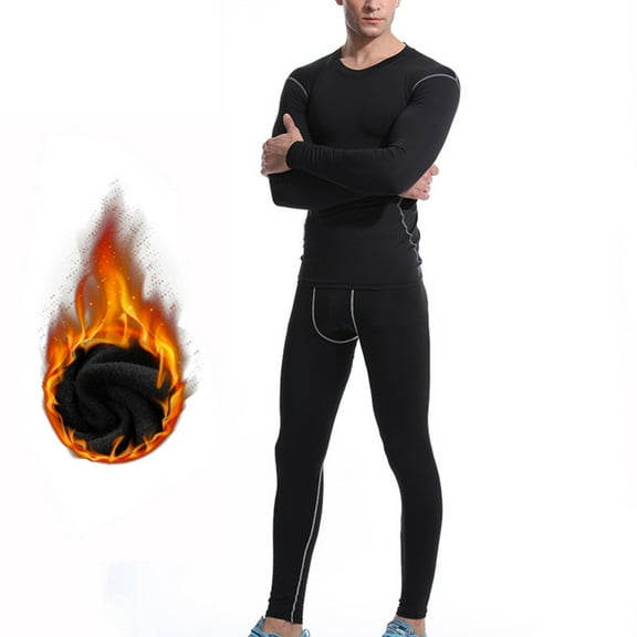 POP CLOSETS Men's Long Johns Thermal Underwear - Winter Warm Fleece Lined Base Layer Set for Cold Weather Tops & Bottoms
