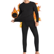 POP CLOSETS Mens Long Johns Thermal Underwear - Winter Warm Fleece Lined Base Layer Set for Cold Weather Tops & Bottoms