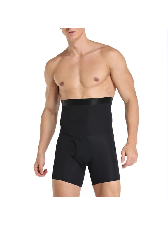 Men's Tummy Control Shapewear Shorts High Waist Slimming Anti-Curling Underwear Body Shaper Compression Boxer Brief
