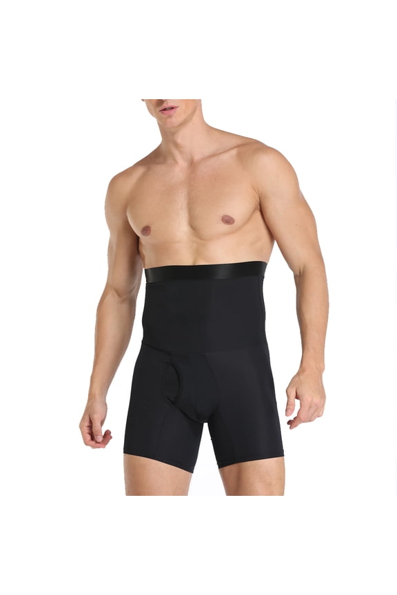 Men's Tummy Control Shapewear Shorts High Waist Slimming Anti-Curling Underwear Body Shaper Compression Boxer Brief