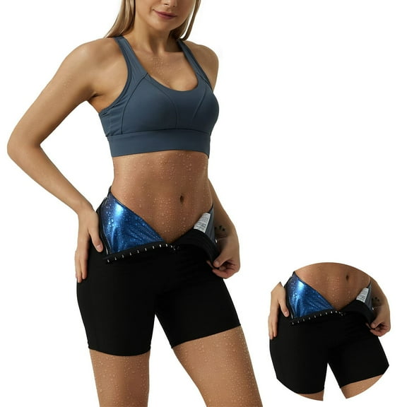 POP CLOSETS Sauna Sweat Shorts Pants for Women High Waist Thermo Sweat Compression Pants Weight Loss Slimming Shorts