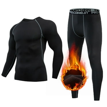 POP CLOSETS Thermal Underwear for Men Winter Warm Clothes Fleece Lined Base Layer Top and Bottom Set Men's Long Johns T-shirts