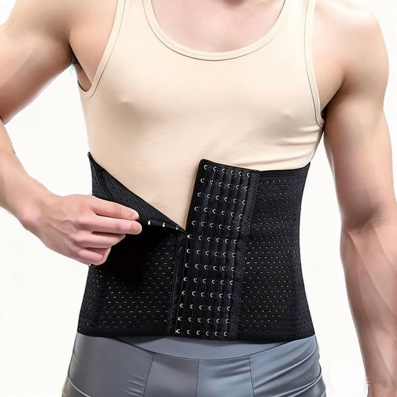 POP CLOSETS Waist Trainer for Men Lower Belly Tummy Control Body Shaper Stomach Band Workout Compression Belt Girdle Shapewear