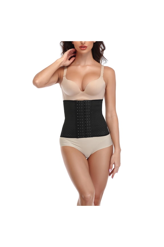 Women's Waist Trainer Corset for Everyday Wear Steel Boned Tummy Control Hourglass Body Shaper with Adjustable 6 Rows Hooks