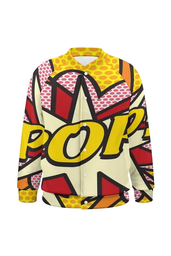 POP Comic Book Pop Art Cool Retro Trendy Baseball Jersey Fashion Ribbed Sleeve Man Women's Jacket Motion Tops XXS-6XL