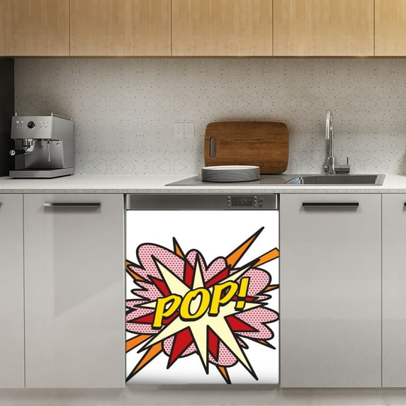 POP Comic Book Pop Art Flash Cool Graphic Dishwasher Magnet Cover Decorative Sticker for Home Cabinet Kitchen 23" x26"