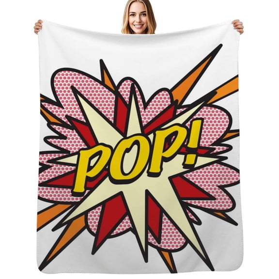 POP Comic Book Pop Art Flash Cool Graphic Flannel Blankets Soft Throw Blanket Winter Travel Office Outdoor Bedspread
