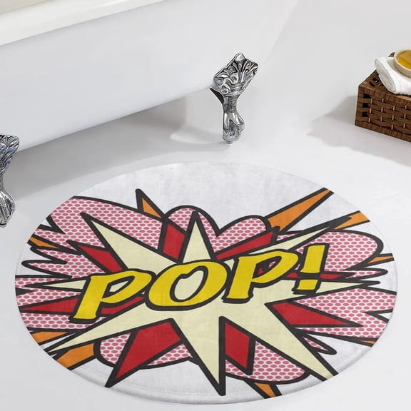 POP Comic Book Pop Art Flash Cool Graphic Round Carpet Circle Rug Outdoor Patio Area Rug Washable Large Area Rugs Hallway Room Decor Fitness Mats