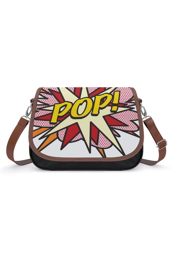 POP Comic Book Pop Art Flash Cool Graphic Vintage Crossbody Bag for Women Medium Leather Hobo Bags Shoulder Bag Classic City Leather Satchels